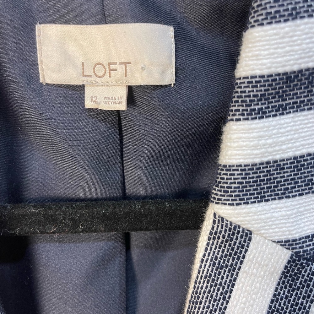 LOFT Nautical Navy and White Striped Women's Blazer - Picture 3 of 8